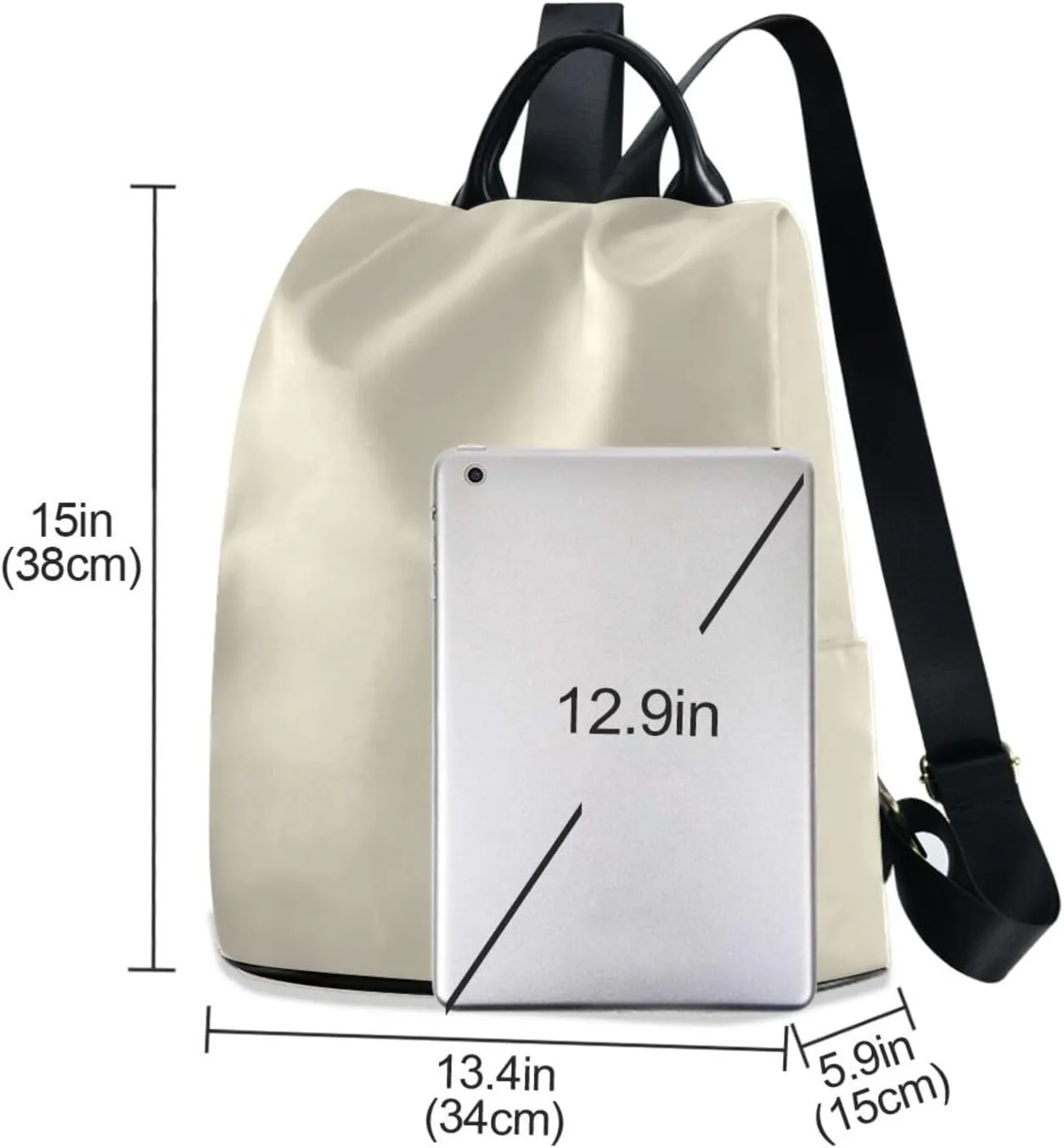 Sinestour Beige Backpack Purse Anti-Theft Casual Travel Rucksack Fashion Lightweight Shoulder Bag for Ladies Bookbag Purses