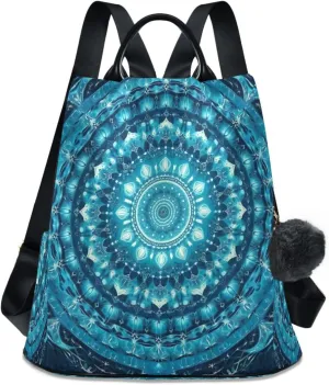 Sinestour Boho Mandala Backpack Purse Anti-Theft Casual Travel Rucksack Fashion Lightweight Shoulder Bag for Carryon Handbag Women