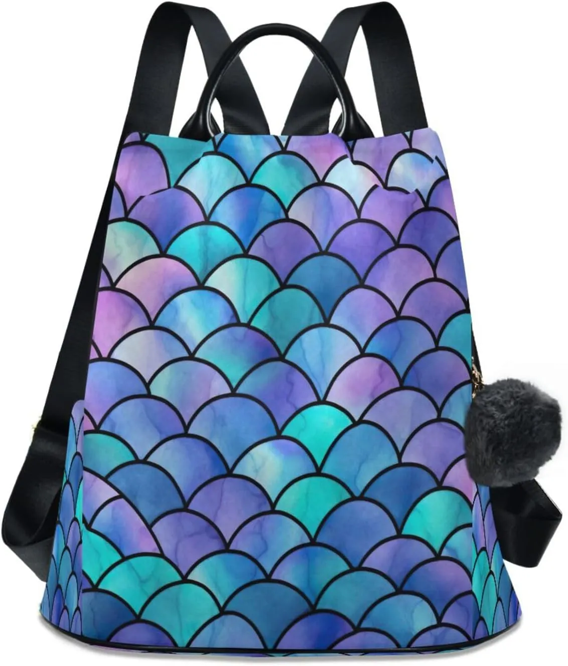 Sinestour Colorful Mermaids Scales Backpack Purse Anti-Theft Casual Travel Rucksack Fashion Lightweight Shoulder Bag for Ladies Tote Backpack