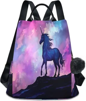 Sinestour Colorful Sky Unicorn Backpack Purse Anti-Theft Casual Travel Rucksack Fashion Lightweight Shoulder Bag for Ladies Tote Backpack