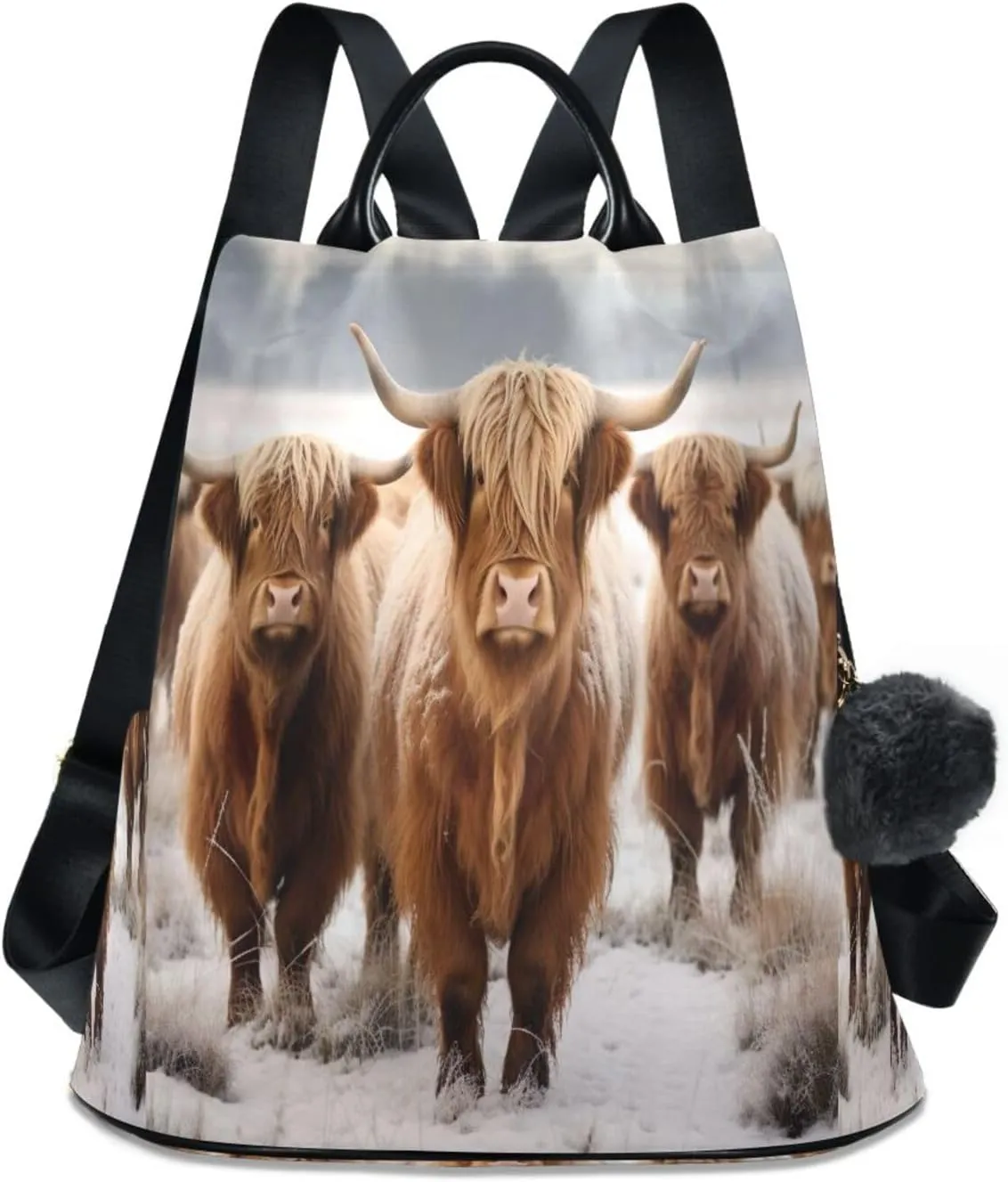 Sinestour Cow Cattle Farmhouse Backpack Purse Anti-Theft Casual Travel Rucksack Fashion Lightweight Shoulder Bag for Women Carryon Handbag