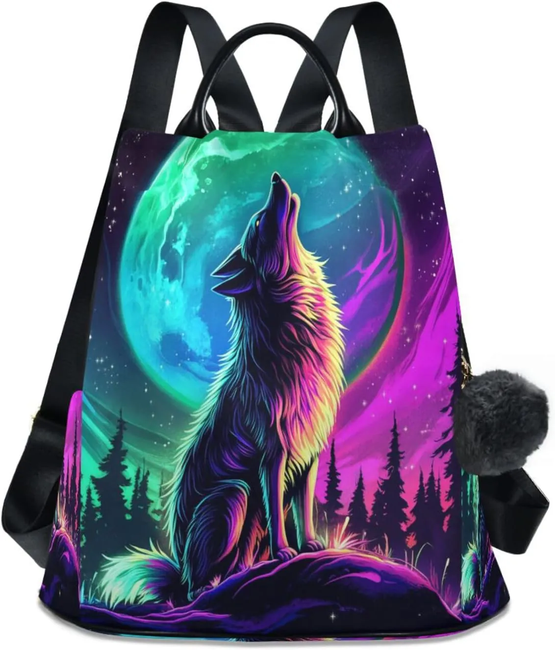 Sinestour Howling Wolves Backpack Purse Anti-Theft Casual Travel Rucksack Fashion Lightweight Shoulder Bag for Casual Purses Women