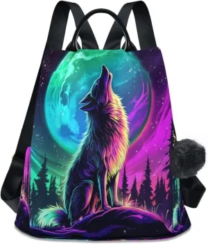 Sinestour Howling Wolves Backpack Purse Anti-Theft Casual Travel Rucksack Fashion Lightweight Shoulder Bag for Casual Purses Women