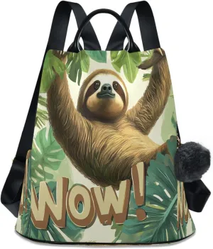 Sinestour Jungle Sloth Backpack Purse Anti-Theft Casual Travel Rucksack Fashion Lightweight Shoulder Bag for Casual Purses Women