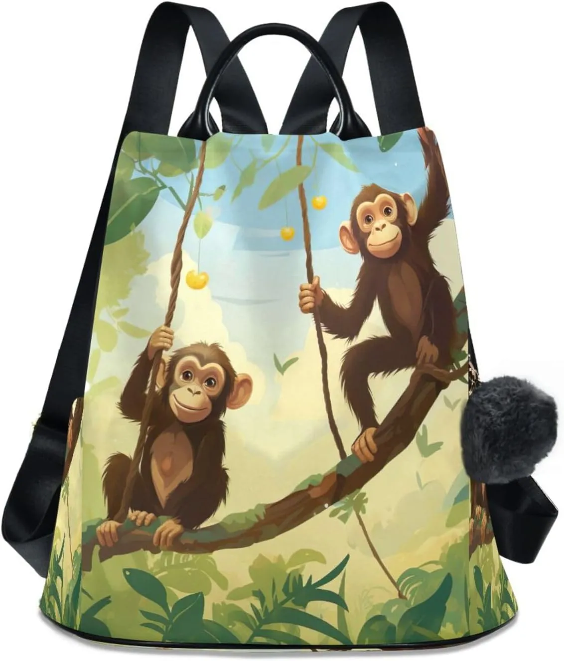 Sinestour Monkey Jumgle Backpack Purse Anti-Theft Casual Travel Rucksack Fashion Lightweight Shoulder Bag for Women Carryon Handbag