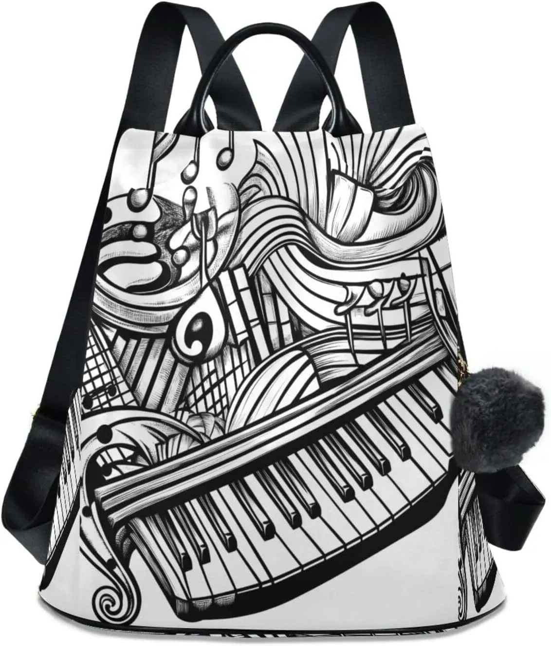 Sinestour Music Graffiti Backpack Purse Anti-Theft Casual Travel Rucksack Fashion Lightweight Shoulder Bag for Ladies Bookbag Purses