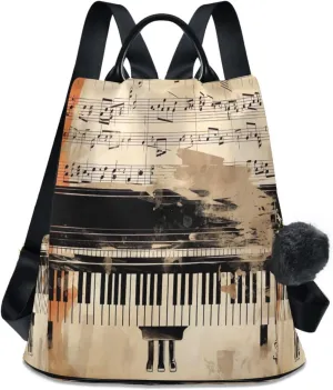 Sinestour Musical Notes Piano Backpack Purse Anti-Theft Casual Travel Rucksack Fashion Lightweight Shoulder Bag for Ladies Bookbag Purses