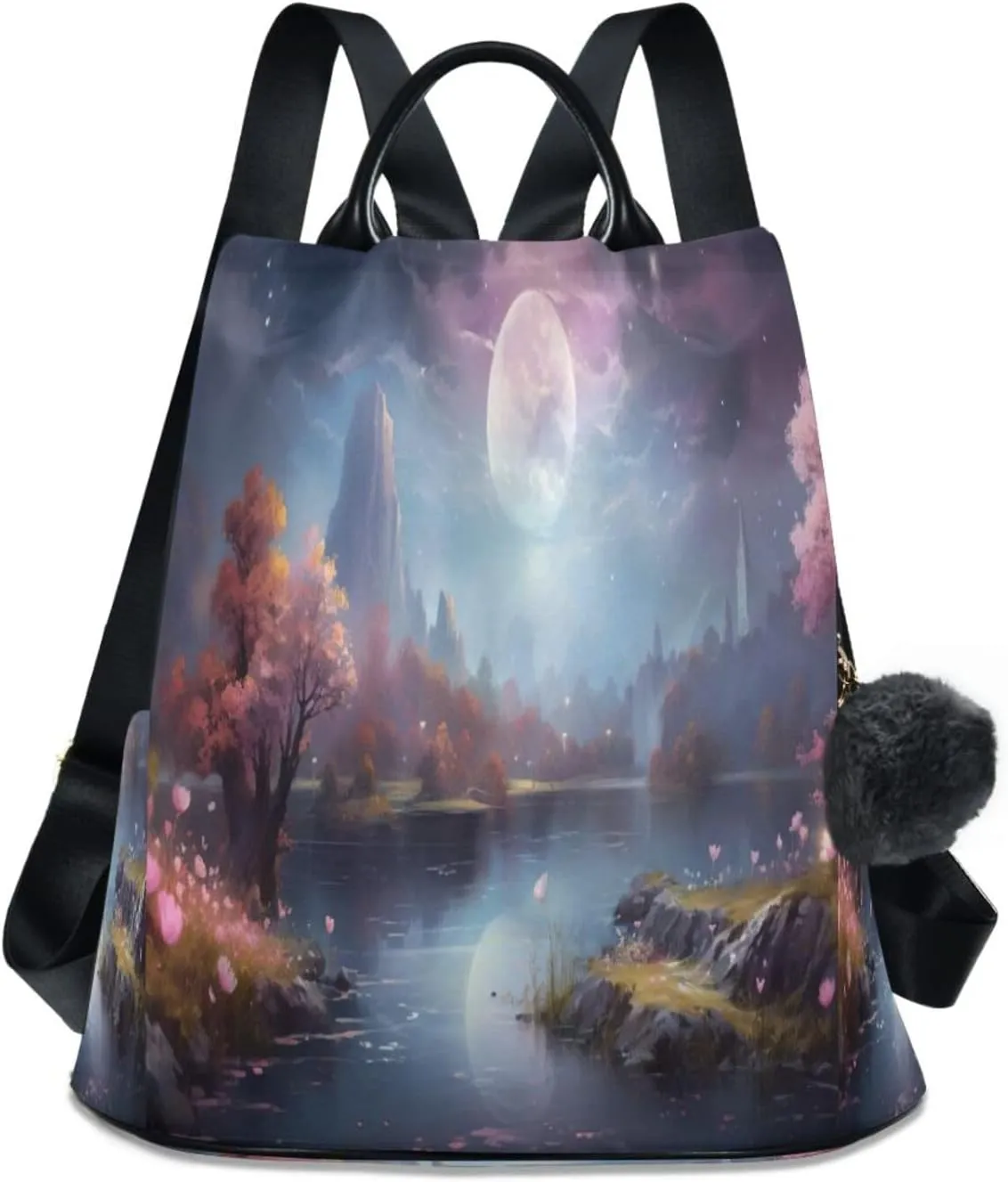 Sinestour Night Sky Moon Backpack Purse Anti-Theft Casual Travel Rucksack Fashion Lightweight Shoulder Bag for Tote Backpack Ladies