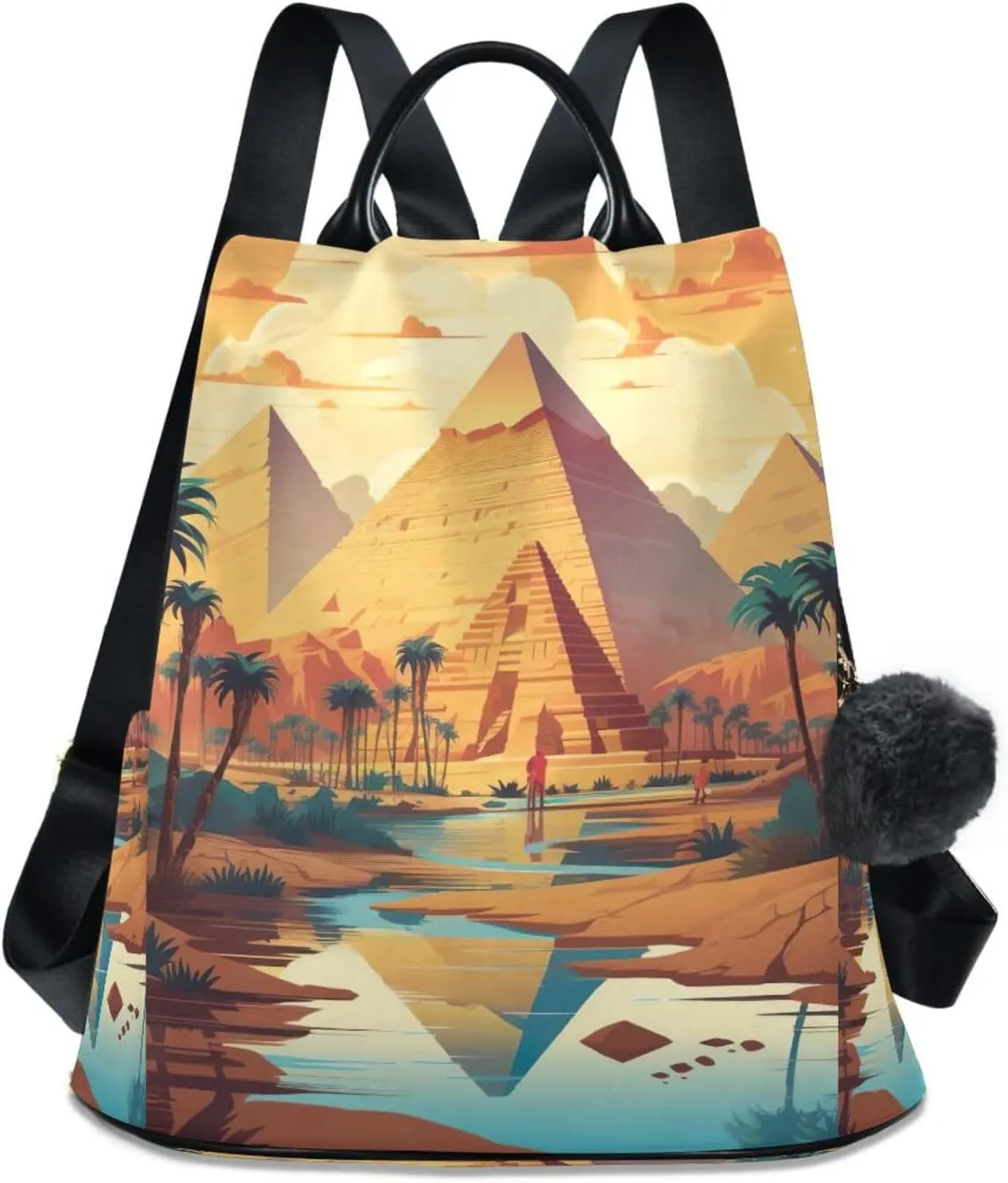 Sinestour Oasis Egypt Palms Backpack Purse Anti-Theft Casual Travel Rucksack Fashion Lightweight Shoulder Bag for Carryon Handbag Women
