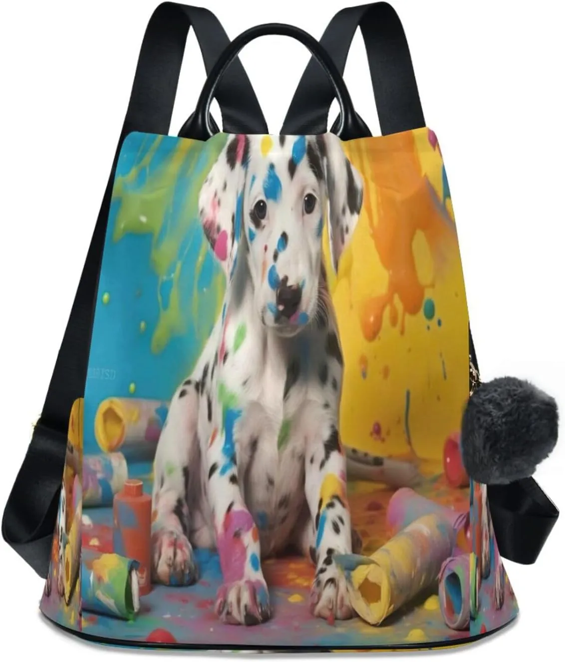 Sinestour Painted Dalmation Backpack Purse Anti-Theft Casual Travel Rucksack Fashion Lightweight Shoulder Bag for Women Carryon Handbag