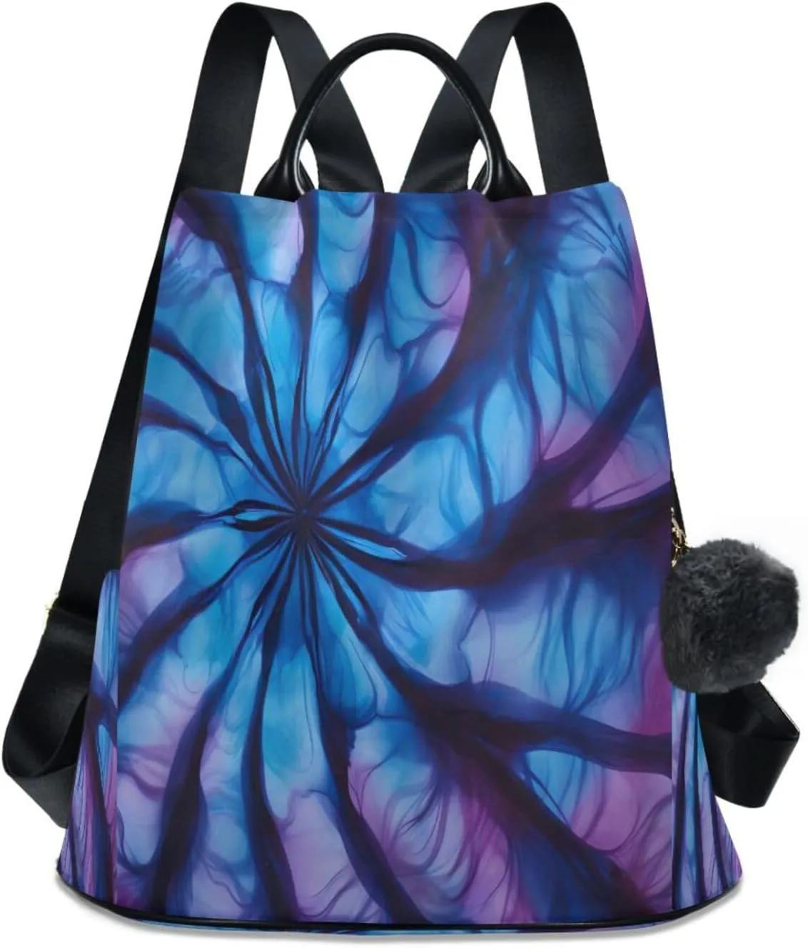 Sinestour Tie Dye Blue Spiral Backpack Purse Anti-Theft Casual Travel Rucksack Fashion Lightweight Shoulder Bag for Women Carryon Handbag