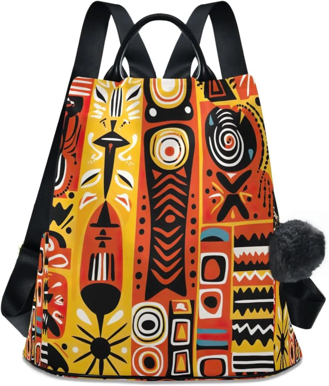 Sinestour Watercolor African Tribal Pattern Backpack Purse Anti-Theft Casual Travel Rucksack Fashion Lightweight Shoulder Bag for Ladies Tote Backpack