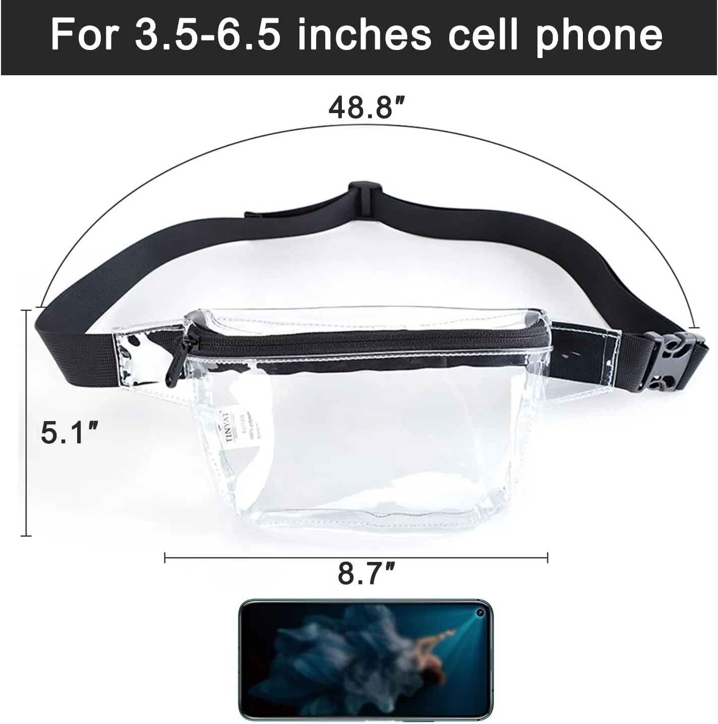 Small Clear Fanny Pack Stadium Approved for Women,TINYAT Clear Belt Bag for Waterproof Mini Waist Pack for Concerts, Sports