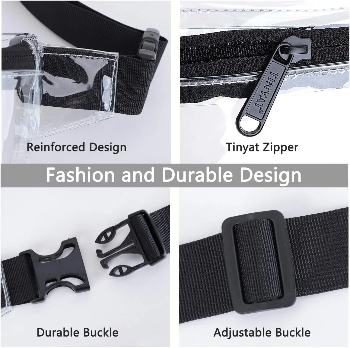 Small Clear Fanny Pack Stadium Approved for Women,TINYAT Clear Belt Bag for Waterproof Mini Waist Pack for Concerts, Sports