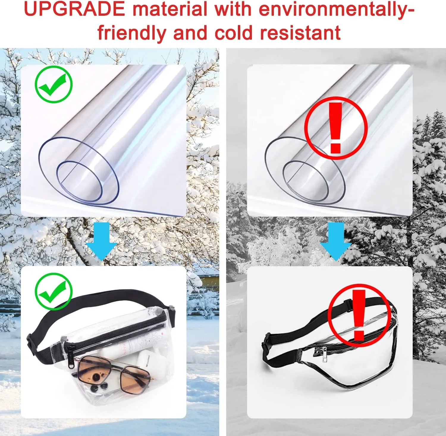 Small Clear Fanny Pack Stadium Approved for Women,TINYAT Clear Belt Bag for Waterproof Mini Waist Pack for Concerts, Sports