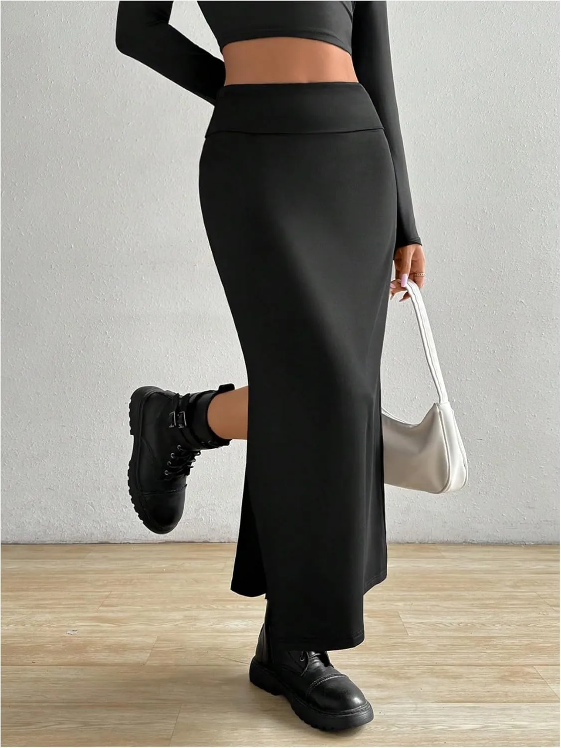 SOLY HUX Women's High Waisted Split Hem Skirt Bodycon Casual Long Skirts