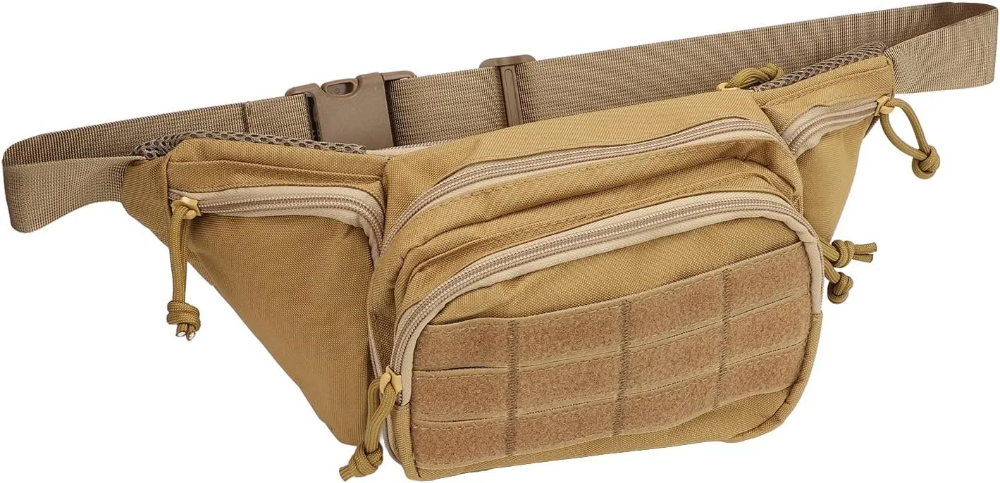 Sports Waist Bag, Chest Waist Bag Portable Adjustable Belt for Cycling for Travel (Khaki)