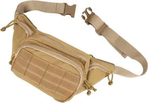 Sports Waist Bag, Chest Waist Bag Portable Adjustable Belt for Cycling for Travel (Khaki)