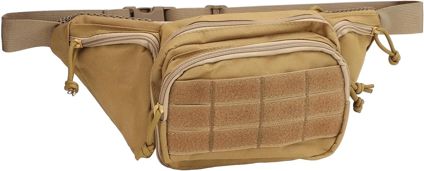 Sports Waist Bag, Chest Waist Bag Portable Adjustable Belt for Cycling for Travel (Khaki)