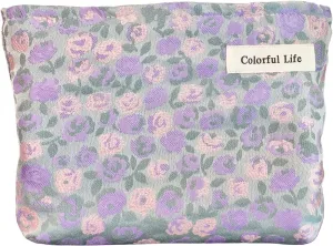 STARDW Aesthetic Floral Makeup Bag Cute Small Cosmetic Bags for Women Girls, Travel Toiletry Bag Large Capacity Zipper Makeup Pouch, Purse Organizer Pouches