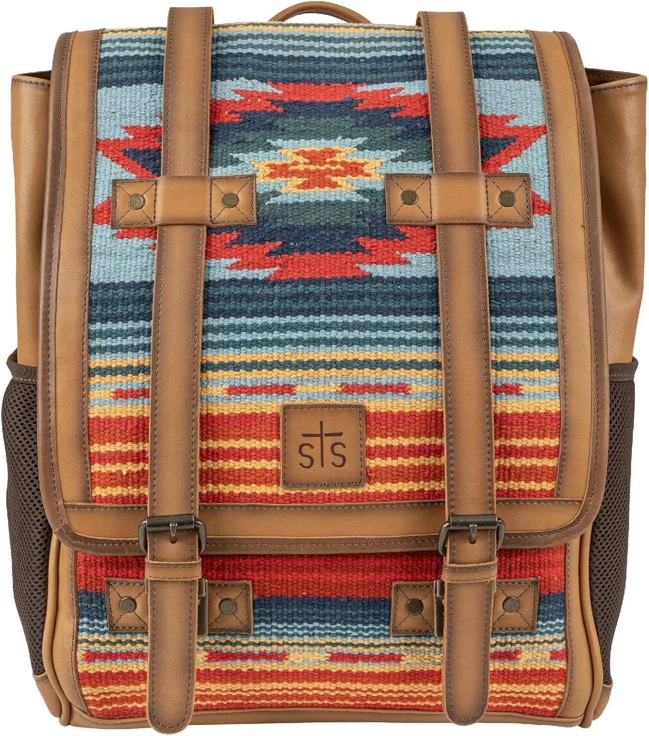 STS Ranchwear Women's Chaynee Valley Serape Knapsack-Leather, Padded Laptop Pocket Backpack with Adjustable Straps, Multi, One Size