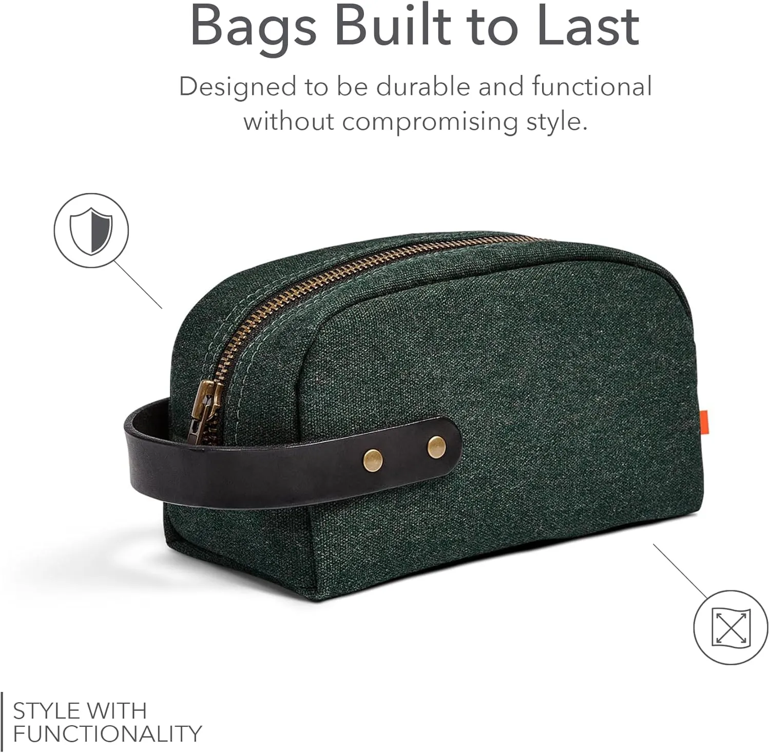Sunbrella Andy Travel Kit | Durable Toiletry Bag | Water & Stain Resistant Bag for Travel Accessories | Unisex Shave & Cosmetic Bag | Recycled Fabric | Alpine/Green