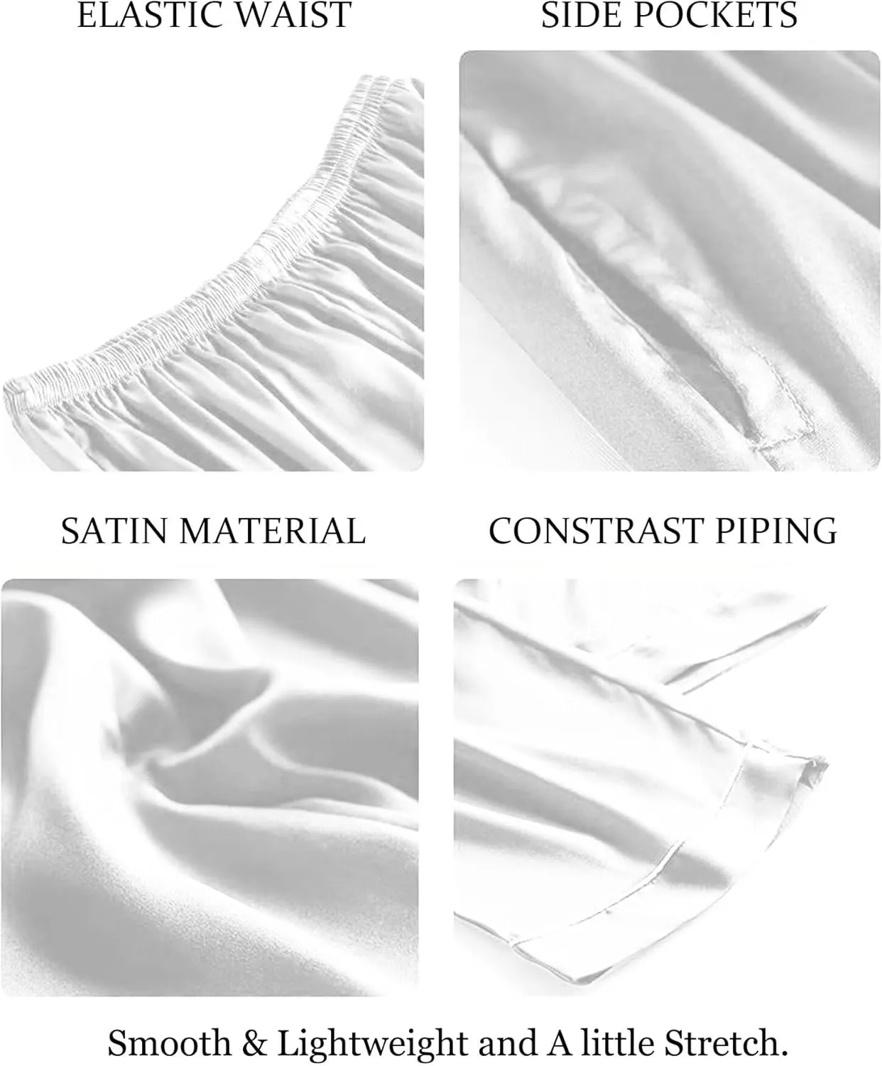 SWOMOG Women's Silk Satin Pants Wide Leg Pajama Bottoms Palazzo Lounge Pants Casual Loose Trousers Pj with Pockets