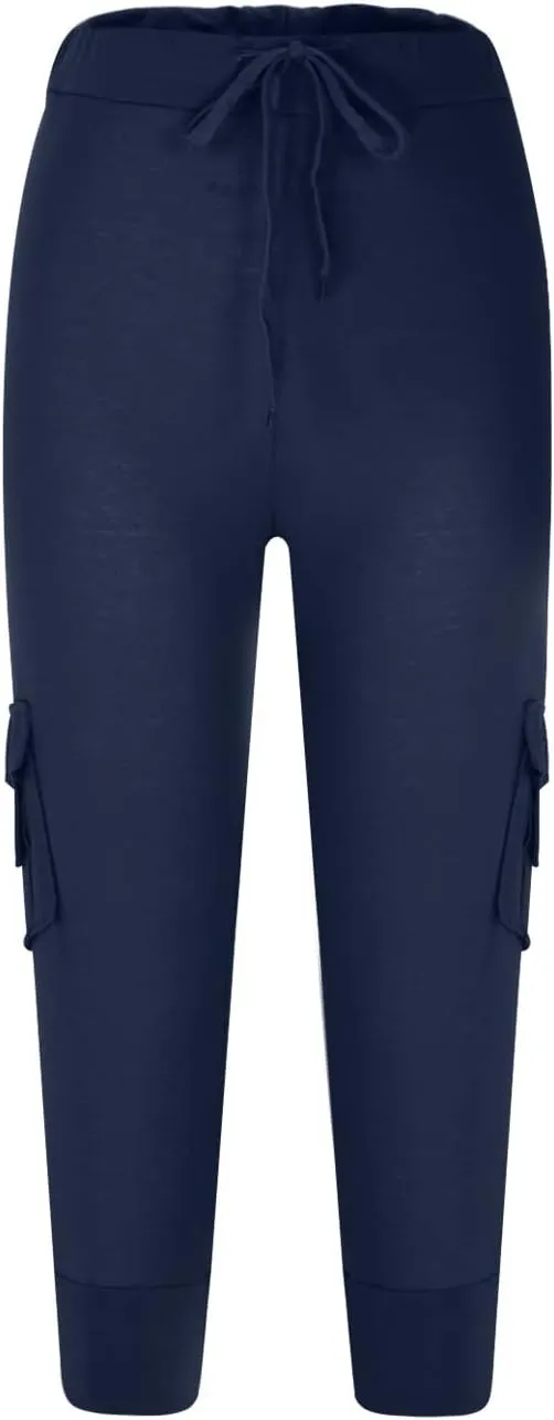 TARIENDY Cargo Capris for Women Plus Size Athletic Workout Cropped Trousers Lightweight Stretchy Jogger Pants with Pockets