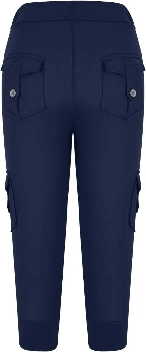 TARIENDY Cargo Capris for Women Plus Size Athletic Workout Cropped Trousers Lightweight Stretchy Jogger Pants with Pockets