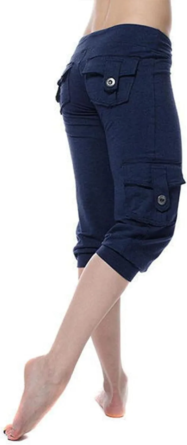 TARIENDY Cargo Capris for Women Plus Size Athletic Workout Cropped Trousers Lightweight Stretchy Jogger Pants with Pockets