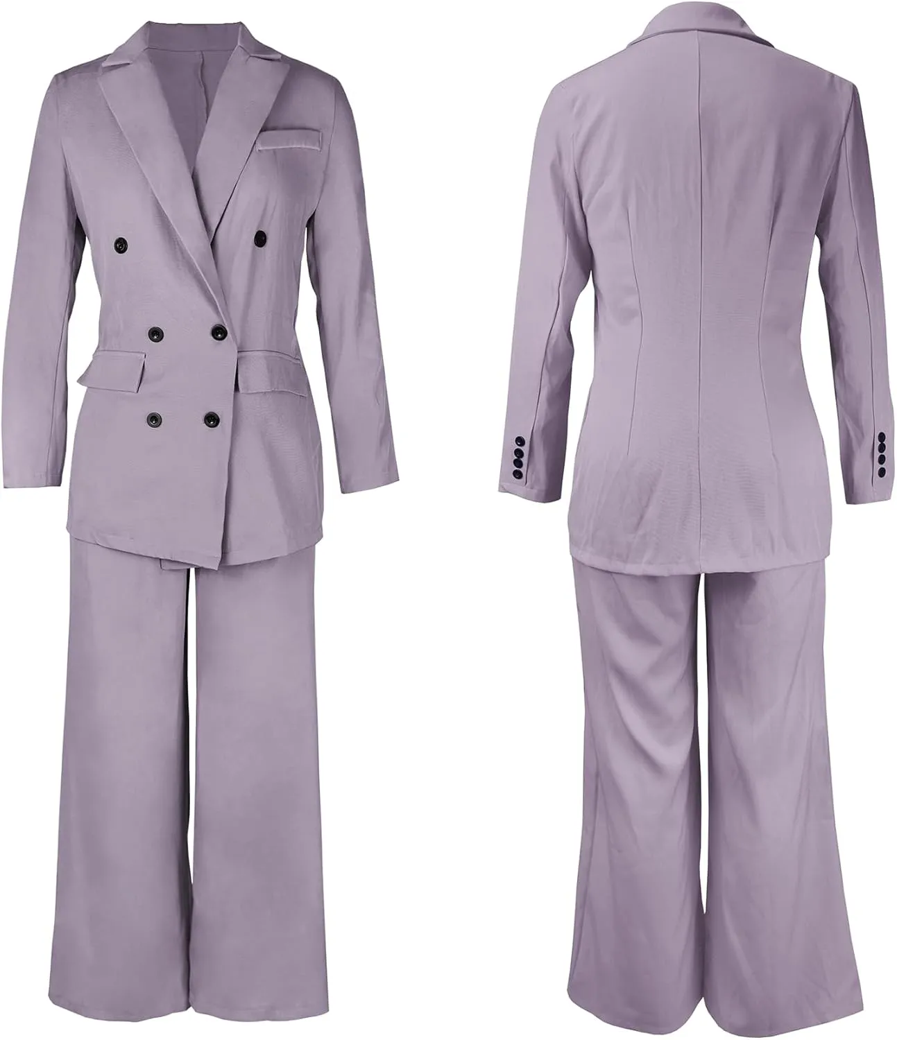 Tcremisa Women's Fashion Pants Suit 2 Piece Business Outfits Casual Double Breasted Blazer and Pant Sets