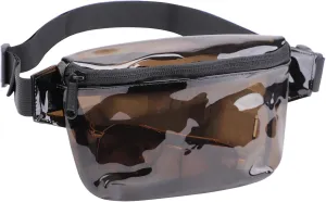 TINYAT Small Clear Fanny Pack Stadium Approved for Women, Clear Belt Bag for Waterproof Mini Waist Pack for Concerts, Sports (Black1)