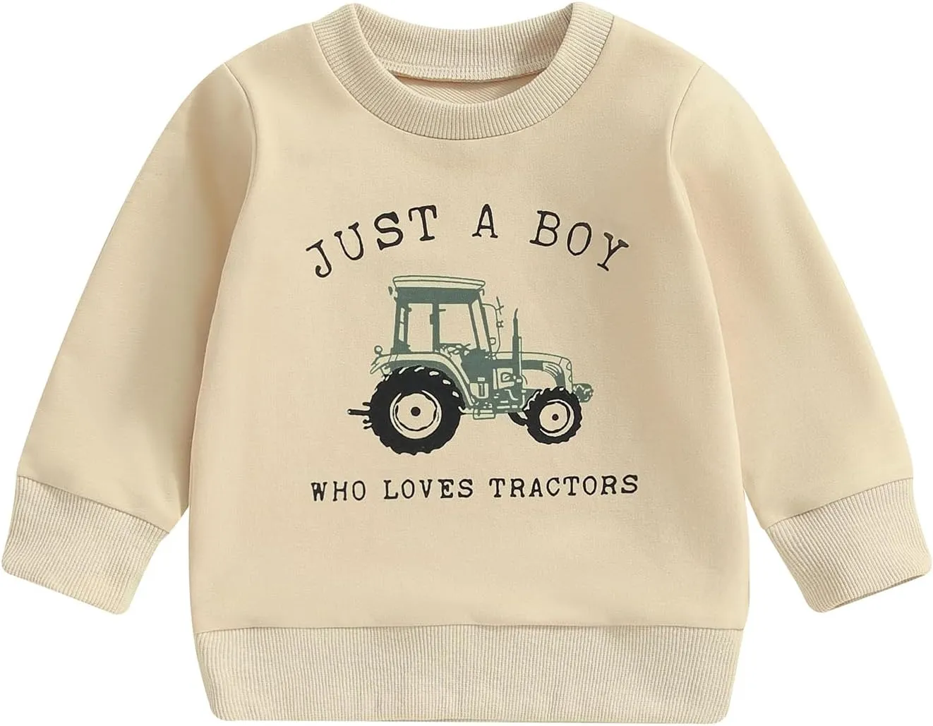 Toddler Baby Boy Crewneck Sweatshirt Tractor Letter Long Sleeve Pullover Tops Fall Winter Outfits Casual Clothes
