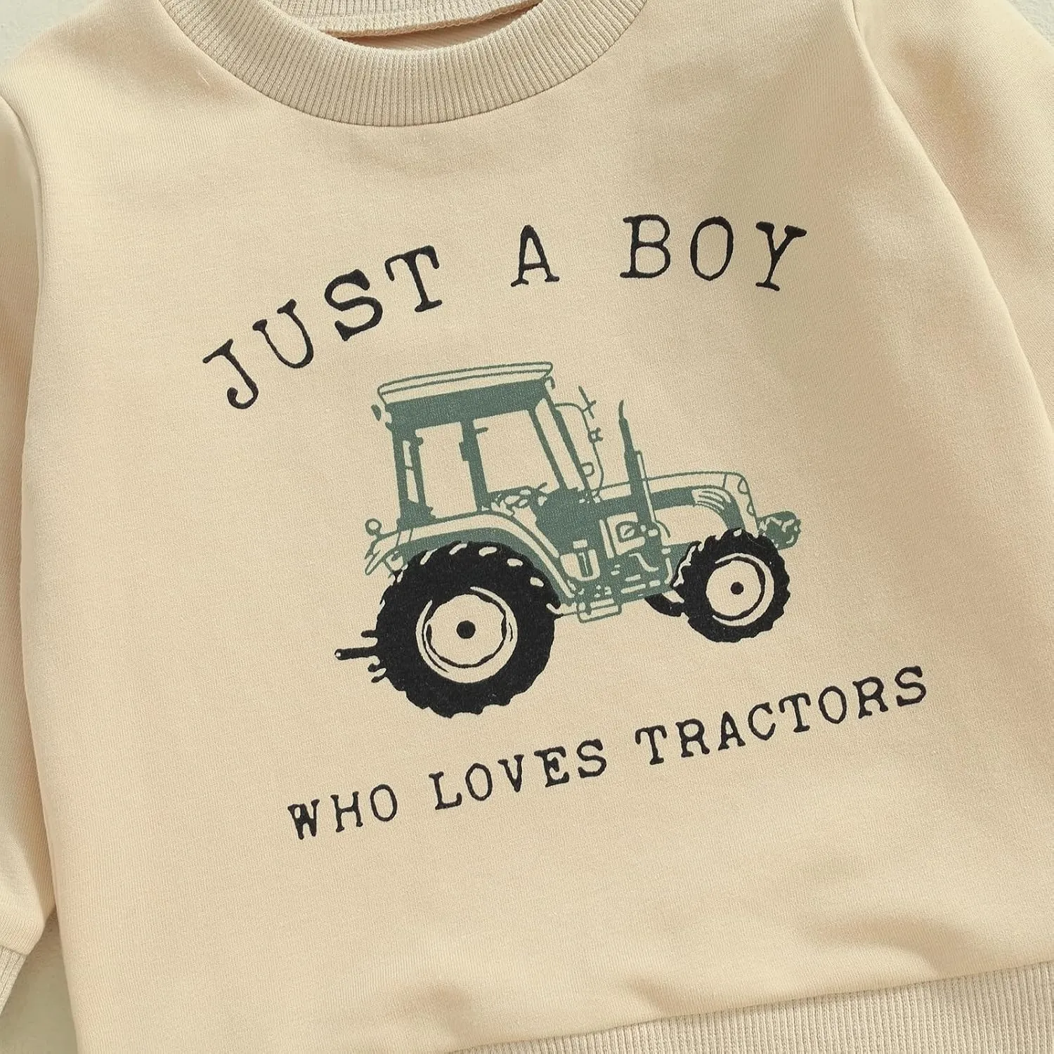 Toddler Baby Boy Crewneck Sweatshirt Tractor Letter Long Sleeve Pullover Tops Fall Winter Outfits Casual Clothes