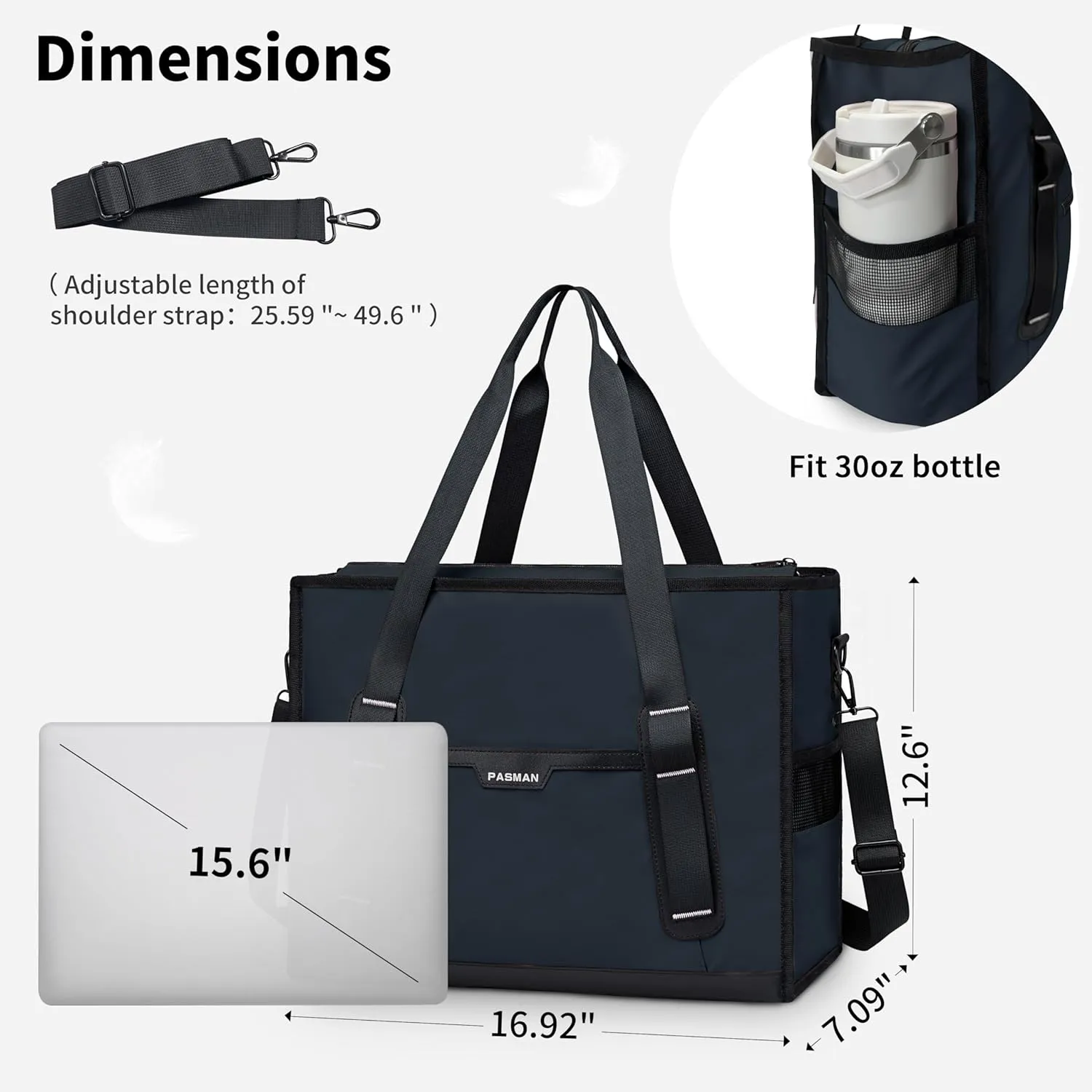 Tote Bag for Women,Utility Large Work Tote Bag with Reinforced Pockets, Waterproof Nurse Bag,for Travel,Teacher
