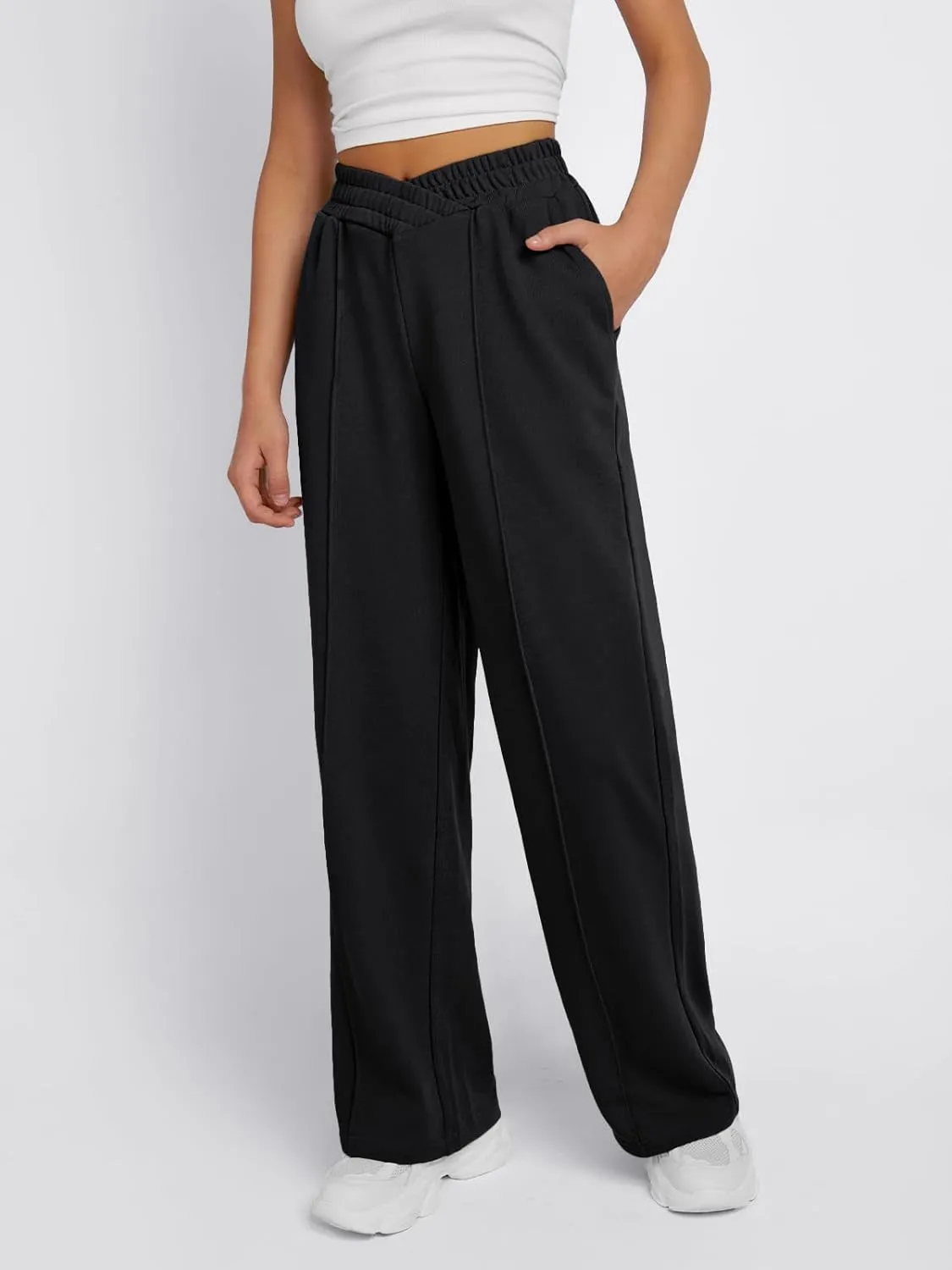 Trendy Queen Wide Leg Sweatpants Women Fashion High Waisted Baggy Flared Pants Athletic Joggers with Pockets 2025