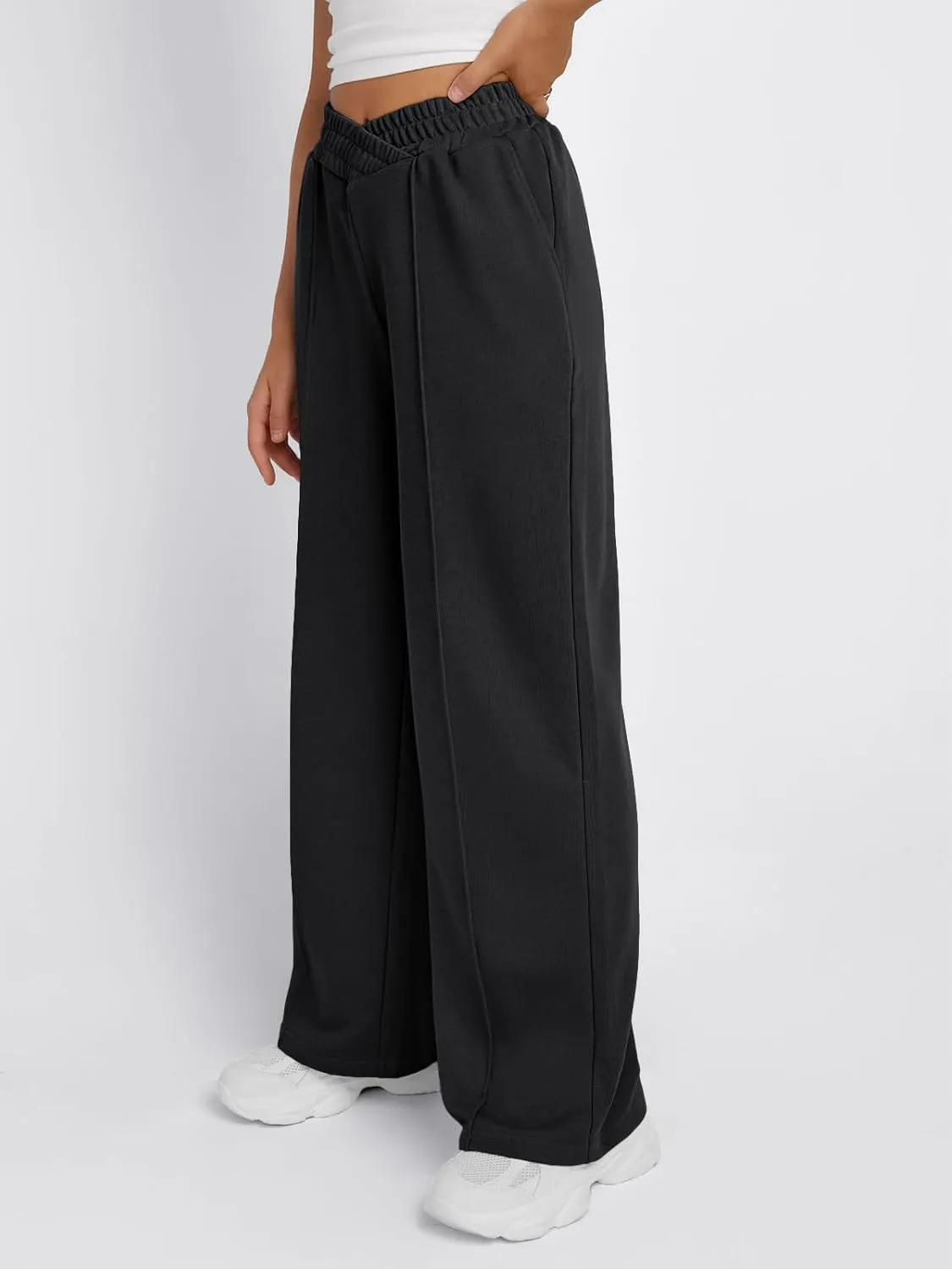 Trendy Queen Wide Leg Sweatpants Women Fashion High Waisted Baggy Flared Pants Athletic Joggers with Pockets 2025