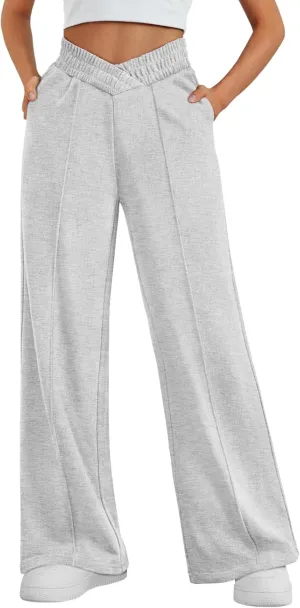 Trendy Queen Wide Leg Sweatpants Women Fashion High Waisted Baggy Flared Pants Athletic Joggers with Pockets 2025