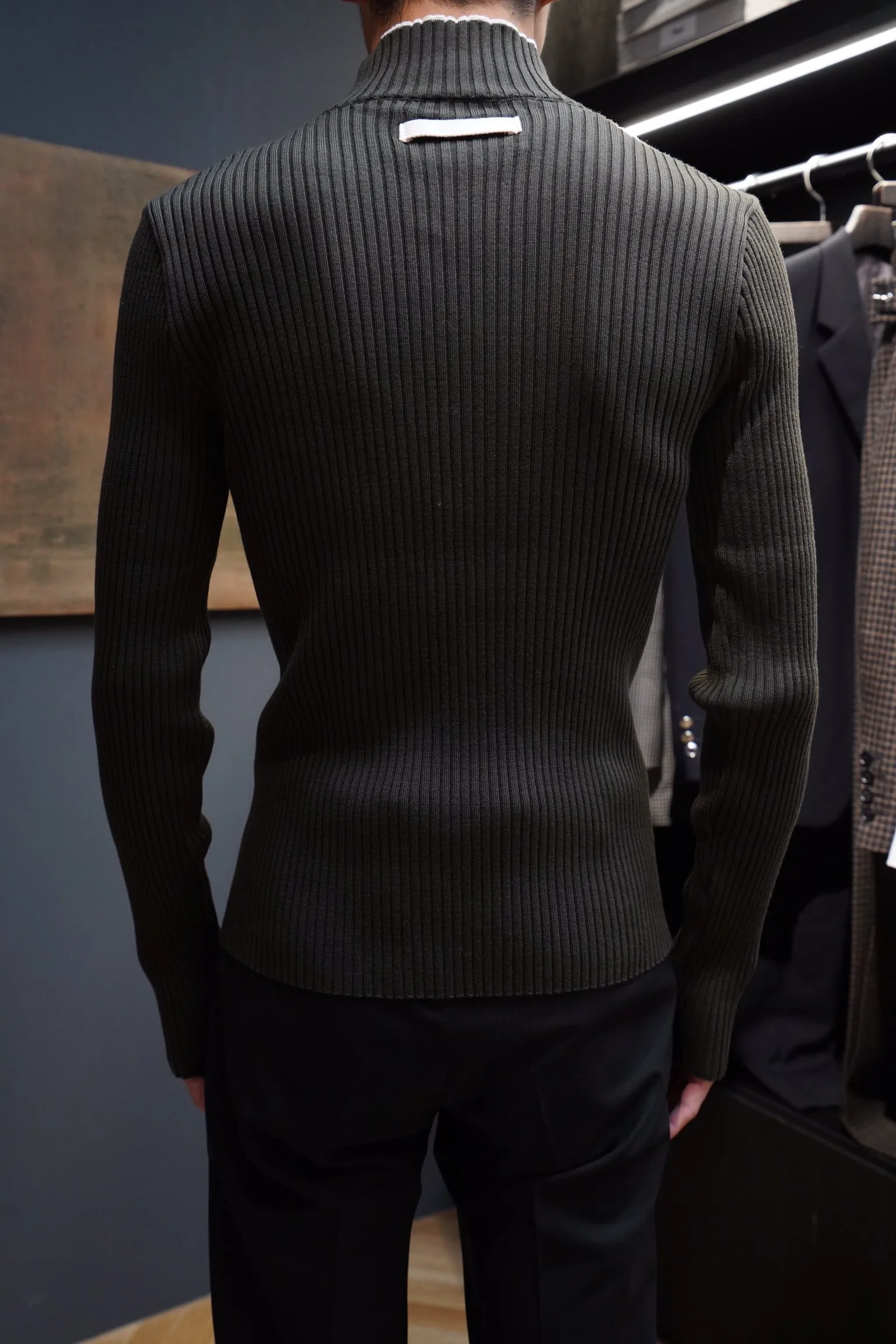 UNIFORME FUNNEL NECK MERINO WOOL SWEATER