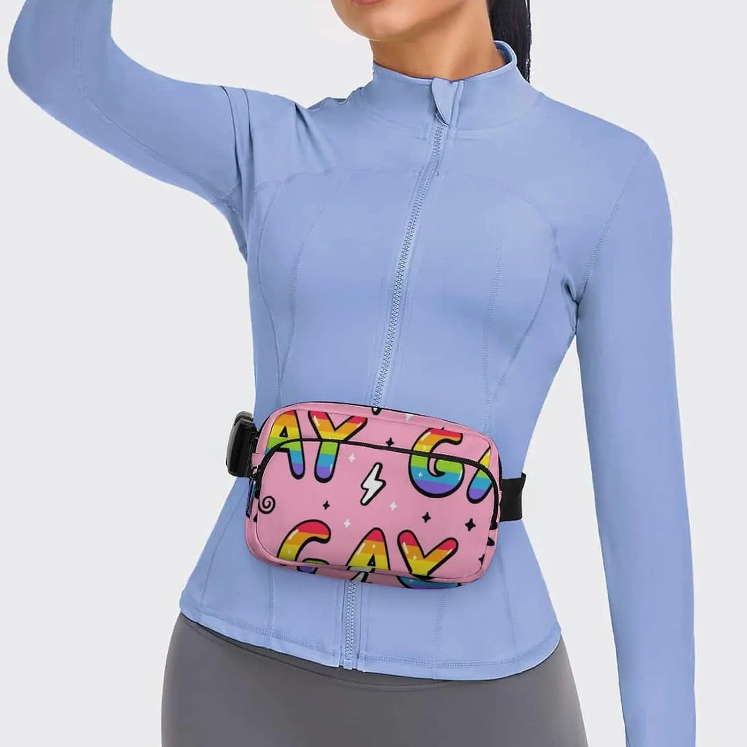 Unisex Small Belt Bag - Waterproof Crossbody Pouch Compatible with Cool Stylish Gay Lgbt Pride Flag for Travel/Workout
