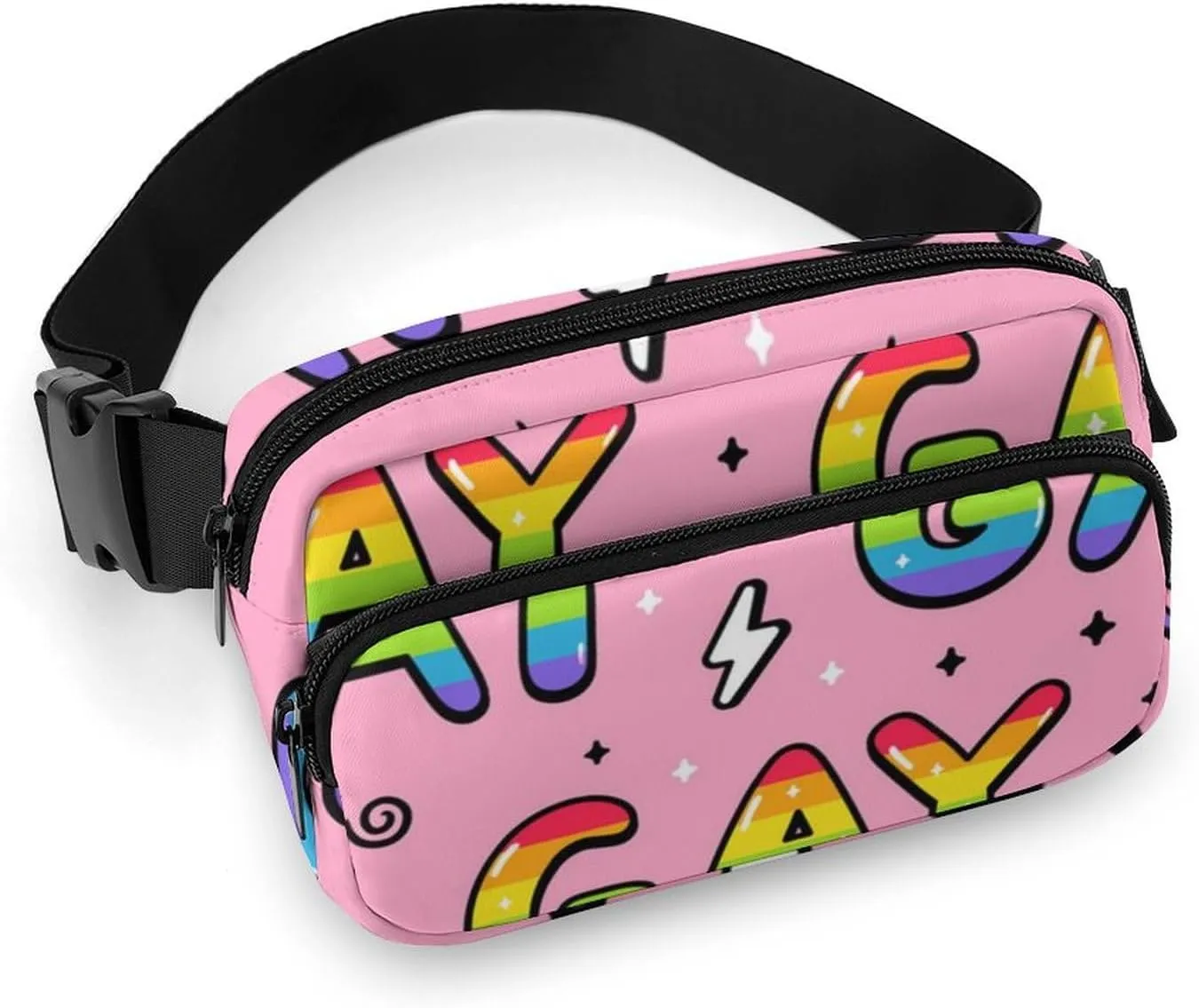 Unisex Small Belt Bag - Waterproof Crossbody Pouch Compatible with Cool Stylish Gay Lgbt Pride Flag for Travel/Workout