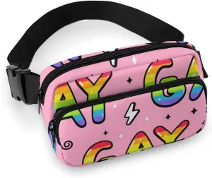 Unisex Small Belt Bag - Waterproof Crossbody Pouch Compatible with Cool Stylish Gay Lgbt Pride Flag for Travel/Workout