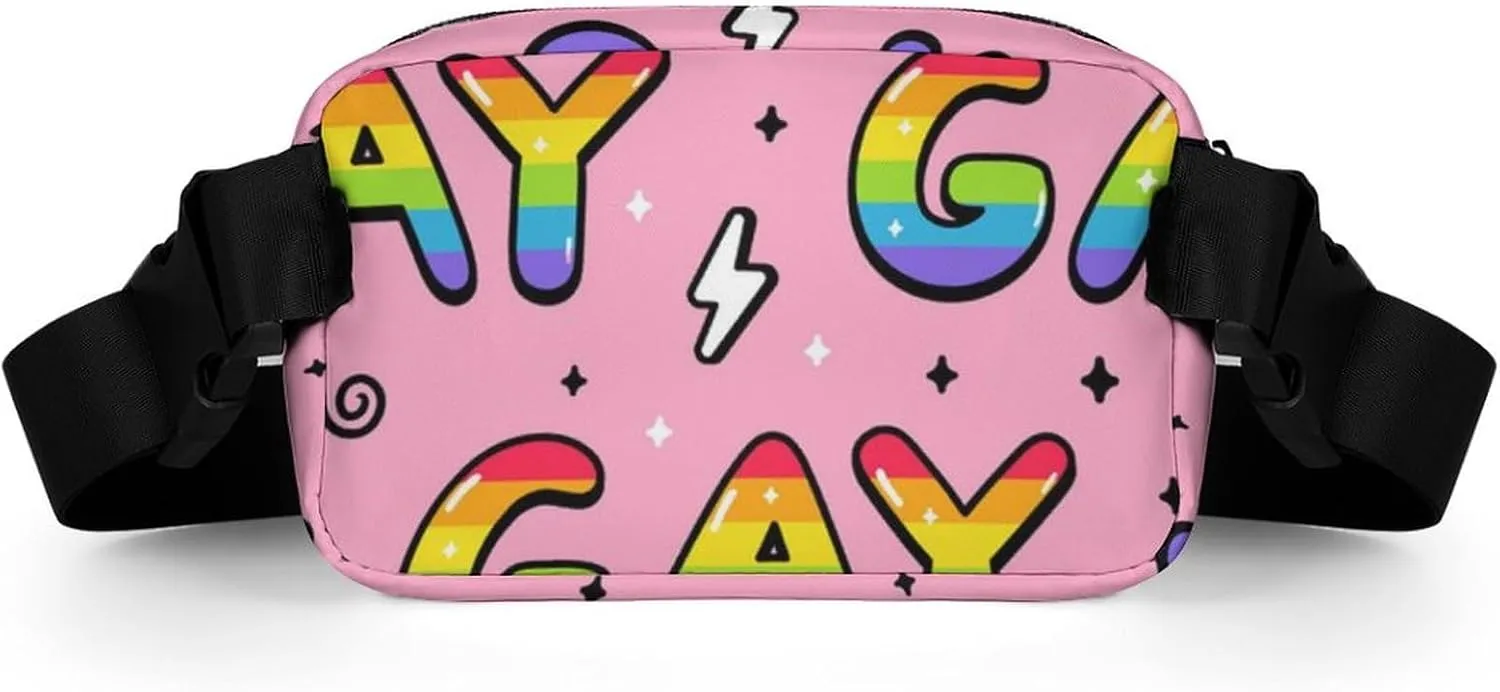 Unisex Small Belt Bag - Waterproof Crossbody Pouch Compatible with Cool Stylish Gay Lgbt Pride Flag for Travel/Workout
