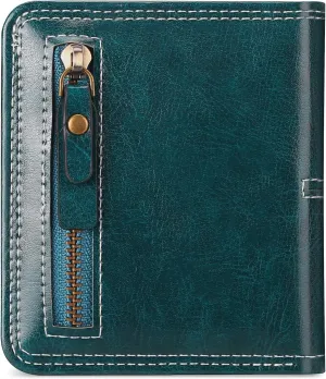 Wallet Women RFID Blocking Small Bifold Leather Pocket Wallet Zipper Coin Pocket Ladies Mini Purse with ID Window