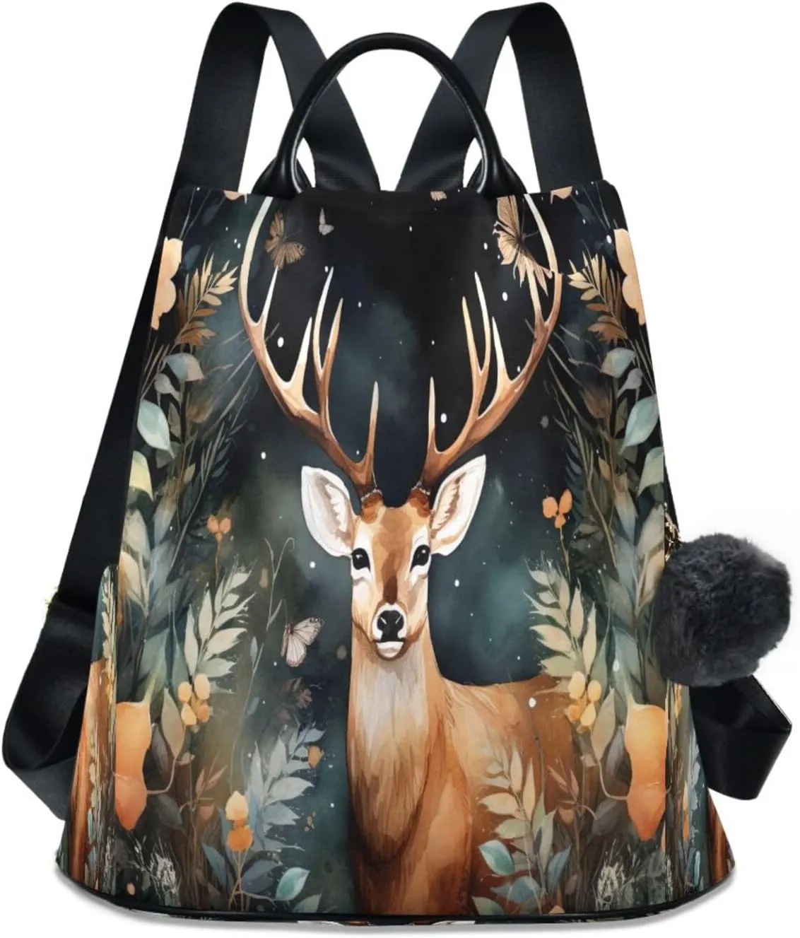 Watercolor Flowers Forest Deer Backpack Purse Anti-Theft Casual Travel Rucksack Fashion Lightweight Shoulder Bag for Ladies Tote Backpack
