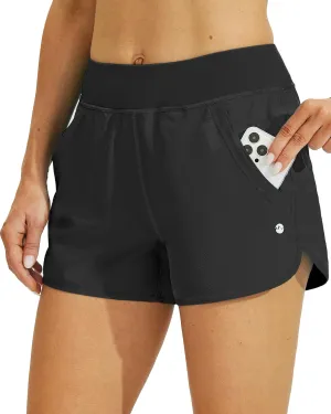 Willit Women's 3" Swim Board Shorts Swimming Bottoms with Brief Liner Quick Dry UPF 50 