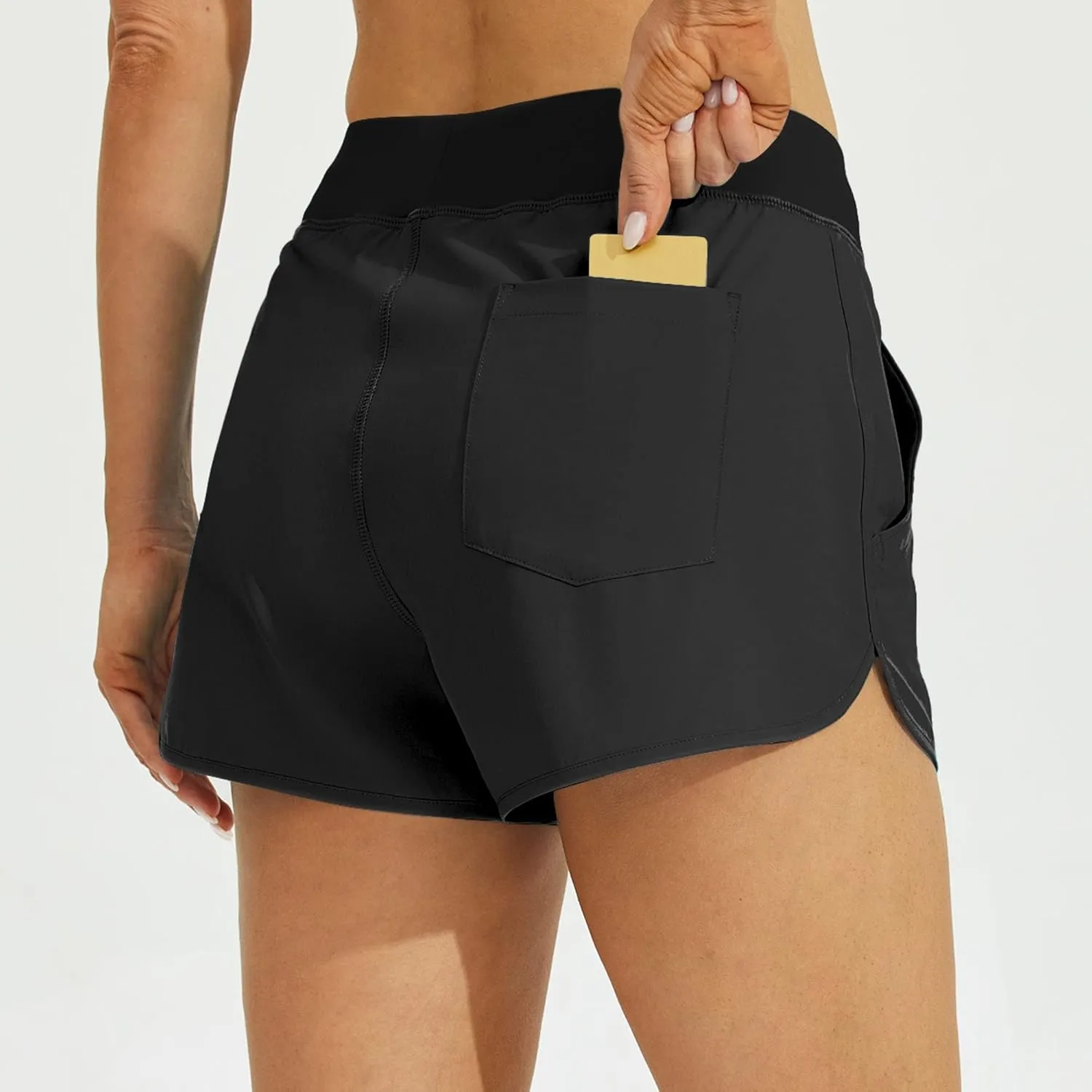 Willit Women's 3" Swim Board Shorts Swimming Bottoms with Brief Liner Quick Dry UPF 50 