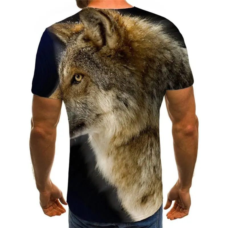 Wolf T-shirt Men Animal T-shirts 3d Moon Anime Clothes Street Funny T shirts