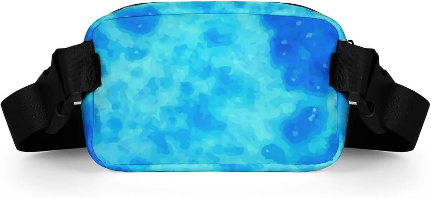 Women and Mens Waterproof Fanny Pack for Hiking/Cycling - Adjustable Waist Pack Compatible with Blue Tie Dye Watercolor