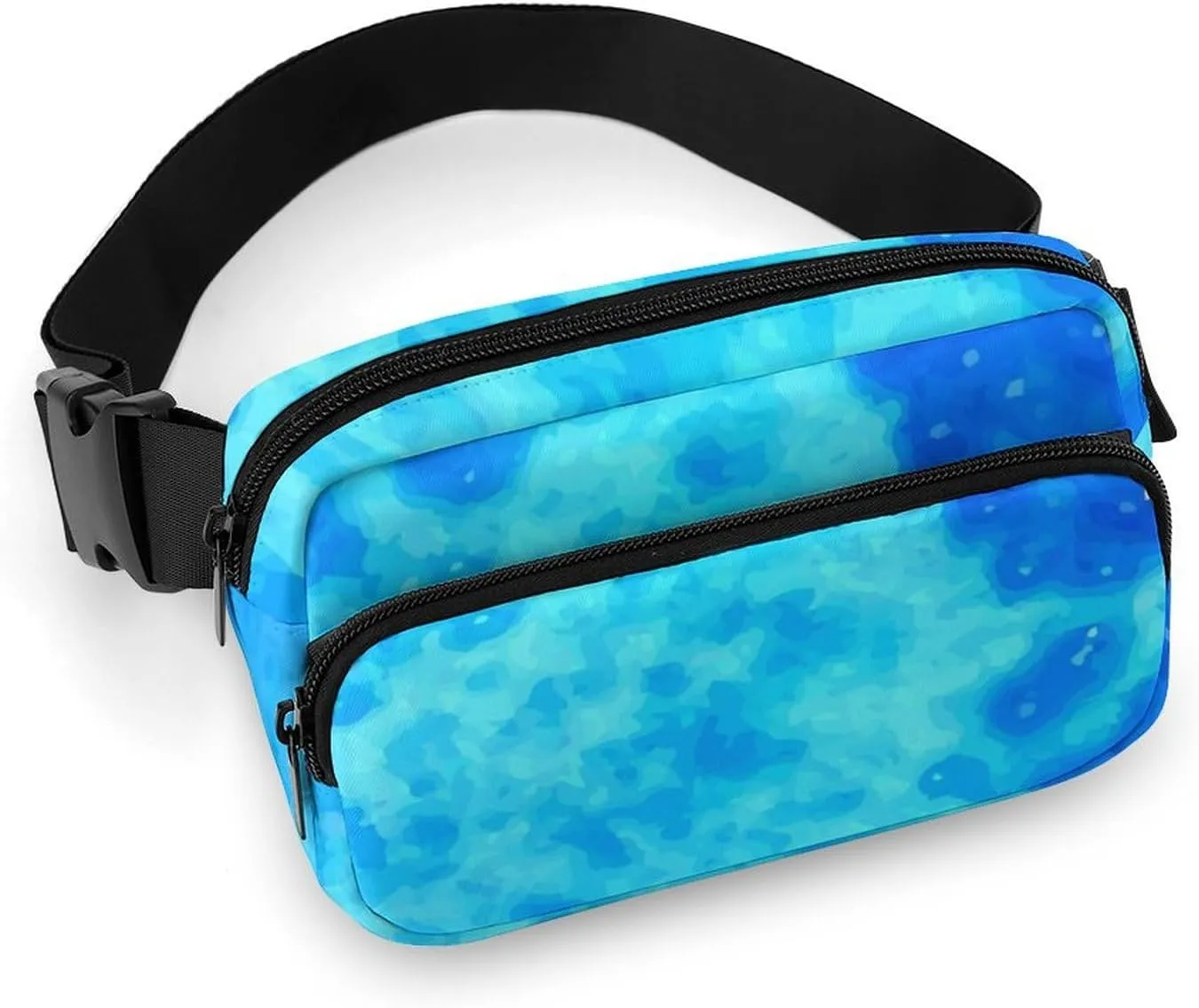 Women and Mens Waterproof Fanny Pack for Hiking/Cycling - Adjustable Waist Pack Compatible with Blue Tie Dye Watercolor